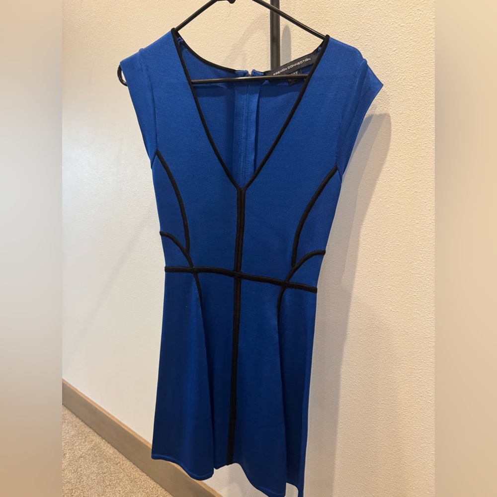 Blue Bandage Dress with Black Trim